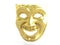 Golden theatrical mask depicting emotions. 3d render.