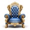 Golden throne with blue leather