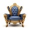 Golden throne with blue leather