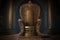 Golden throne front view, model golden royal throne for the king, interior of medieval castle, generated ai