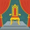 Golden throne with red velvet. fairy kingdom.