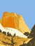 The Golden Throne Rock Formation Dome Mountain in Capitol Reef National Park in Wayne County Utah WPA Poster Art