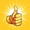 Golden thumb up icon radiates positivity