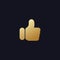 Golden thumb up. Yellow like approval in social networks marketing vote with successful comments.
