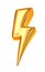 Golden thunderbolt, flash of lightning symbol isolated on white