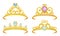 Golden Tiaras or Diadem with Gemstones Vector Set