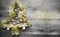 Golden Tinsel Christmas Tree, Calligraphy, Happy Holidays