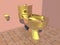 Golden toilet - 3D render