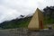 The golden toilet tourist restroom along the Senja tourist road system in northern Norway
