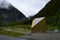 The golden toilet tourist restroom along the Senja tourist road system in northern Norway