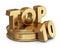 Golden top 10 list. 3D icon on white