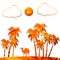 Golden trees,cloud,sun,camel photo illustration