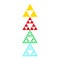 Golden triforce geometric triangle power symbol in four colors. T-shirt design