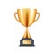 Golden trophy 3d cup. Vector prize award realistic winner icon cup