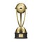 Golden Trophy Cup with Planet Earth Graphic Icon
