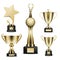 Golden Trophy Cups Realistic Vector Collection