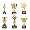 Golden Trophy Cups Realistic Vector Collection