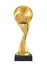 Golden trophy soccer ball, clipping path included