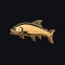 Golden Trout Logo: Simple Flat Vector Design On Black Background