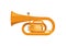 Golden Tuba icon. Wind musical instrument isolated.