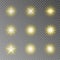 Golden twinkle sparkle vector isolated on transparent background. Flash light camera effect. Glare l