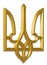 Golden Ukrainian trident symbol Trizub - 3D rendering