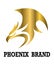 Golden vector logo of phoenix. It shows power and strength.