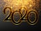 Golden Vector luxury text 2020 Happy new year. Gold Festive Numbers Design, diamonds texture. Gold shining glitter confetti.