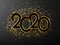 Golden Vector luxury text 2020 Happy new year. Gold Festive Numbers Design, diamonds texture. Gold shining glitter confetti.