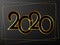 Golden Vector luxury text 2020 Happy new year. Gold Festive Numbers Design, diamonds texture. Gold shining glitter confetti.