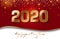 Golden Vector luxury text 2020 Happy new year. Gold Festive Numbers Design, diamonds texture. Gold shining glitter confetti. Happy