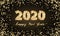 Golden Vector luxury text 2020 Happy new year. Gold Festive Numbers Design. Gold glitter confetti. Banner 2020 Digits