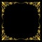 Golden vector ornate royal fleur de lys frame black background