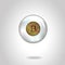 Golden vector realistic coin with bitcoin symbol in soap bubble. Eps10.