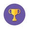 Golden vector trophy with circular purple background