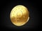 Golden Venezuelan Petro cryptocurrency coin isolated on black background. 3D rendering