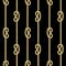 Golden Vertical Straped Ropes with Sea Knot Seamless Pattern.