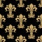 Golden victorian fleur-de-lis seamless pattern