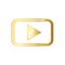 Golden video play icon. Vector illustration.