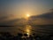 A golden view of sunrise at digha beach, india.