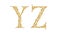 Golden vintage font type letters Y, Z, uppercase.