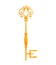 Golden vintage key with elegant ornamental design. Luxury antique key for unlocking or decorative purposes vector