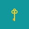 Golden vintage key icon. Mystery, clue and magic symbol. Unlock, hint, tint and secret concept