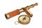 Golden Vintage Telescope Spyglass with Compass. 3d Rendering