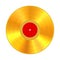 Golden Vinyl Record with Red Blank Label. 3d Rendering