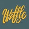 Golden Waffle Typography on Deep Teal Background