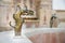 Golden water handle in the bath of Emir Bachir Chahabi Palace Beit ed-Dine in mount Lebanon Middle east, Lebanon