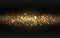 Golden wave with particles on dark transparent background. Sparkling bokeh and gold dust. Bright light effect. Christmas