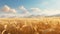Golden Wheat Field In A Realistic Mountain Landscape