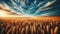 Golden Wheat Field Under Dramatic Sky, Agriculture Landscape